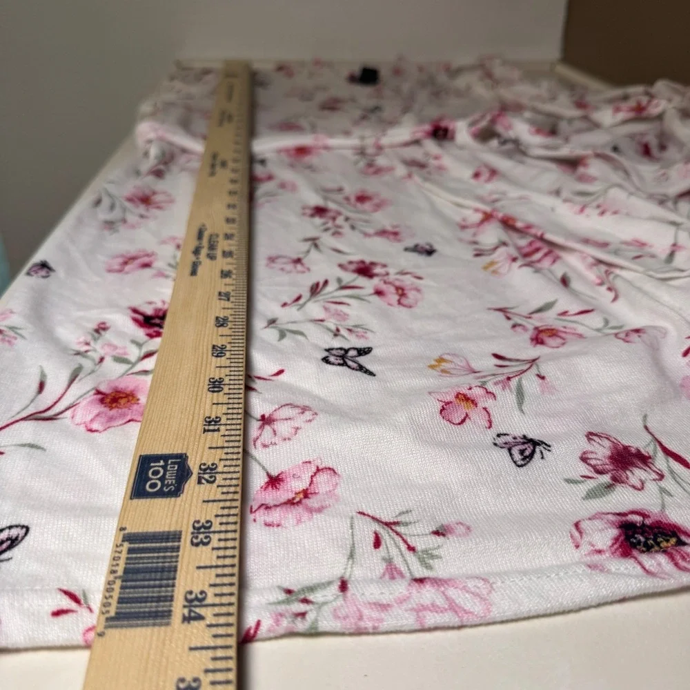 Laura‎ Ashley Womens Pink Floral Butterfly Print Robe White Small 3007-S1